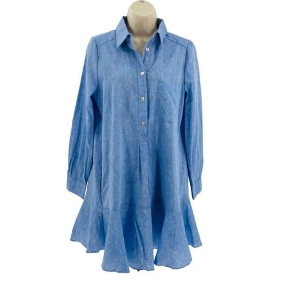 Tuckernuck | NEW Chambray Callahan Denim Collared Mini Shirt Dress Size XXS - Picture 5 of 13